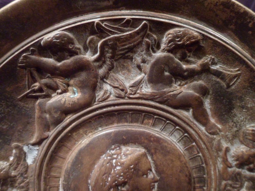 Bronze Plate, Helen of Troy, Cherubs, Musical Instruments, Victorian Classic, Over 3 Lbs Bronze Plate, Helen of Troy, Cherubs, Musical Instruments, Victorian Classic, Over 3 Lbs
