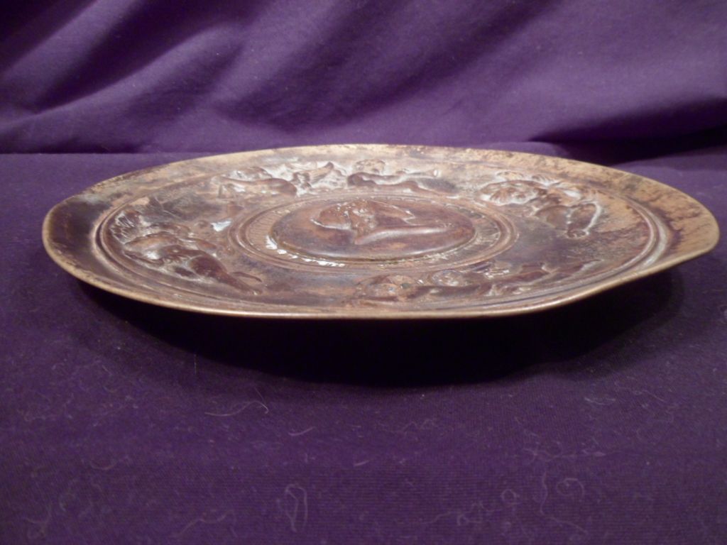 Bronze Plate, Helen of Troy, Cherubs, Musical Instruments, Victorian Classic, Over 3 Lbs Bronze Plate, Helen of Troy, Cherubs, Musical Instruments, Victorian Classic, Over 3 Lbs