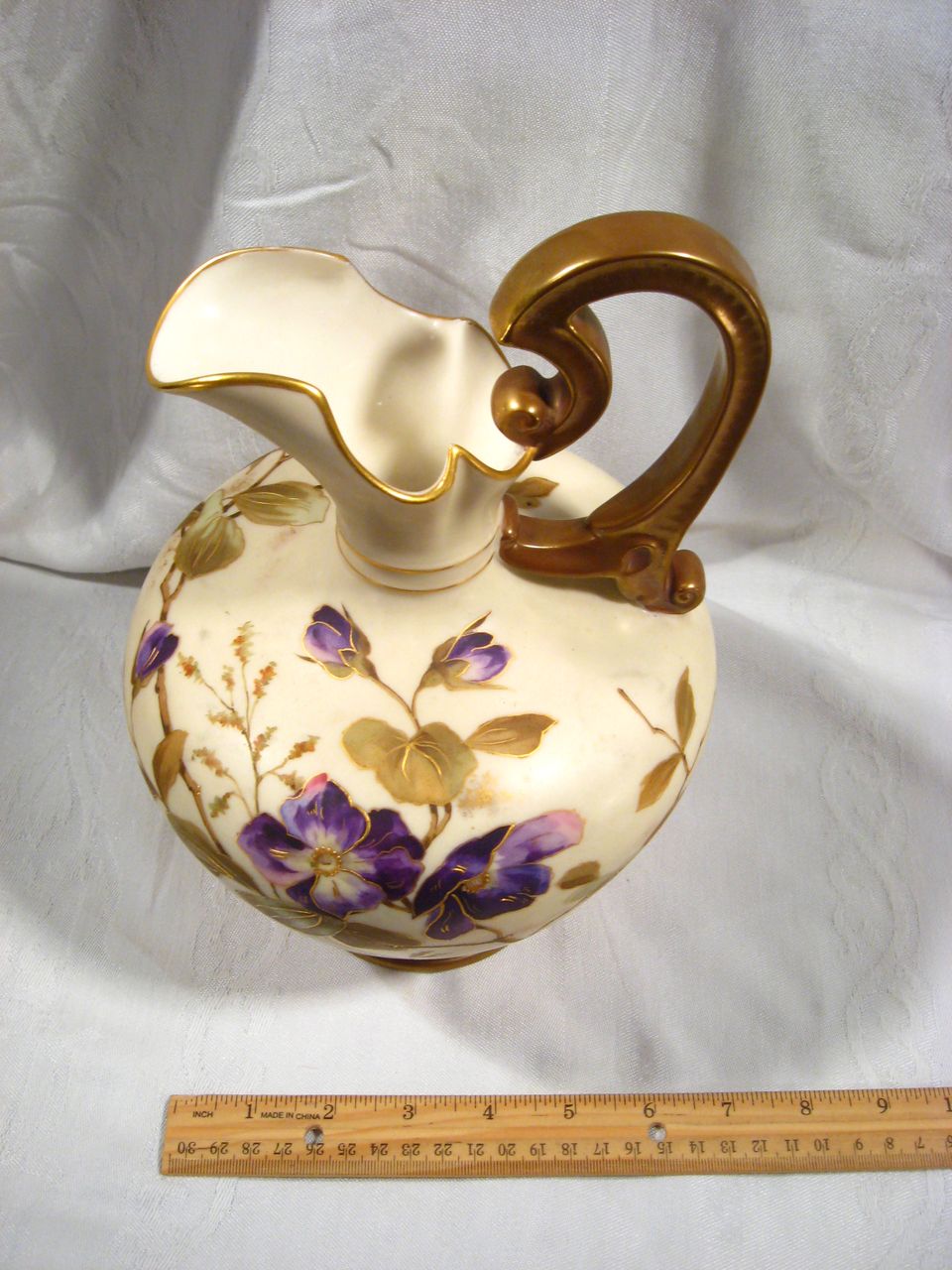 Antique Carlsbad/Karlsbad Porcelain Ewer, Floral, Gilt, Pitcher, Bohemian Antique Carlsbad/Karlsbad Porcelain Ewer, Floral, Gilt, Pitcher, Bohemian