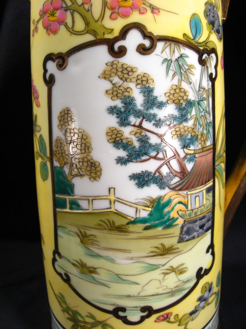19th Century Hand Painted Nippon Pitcher, Antique, Oriental, Floral, Marked 19th Century Hand Painted Nippon Pitcher, Antique, Oriental, Floral, Marked