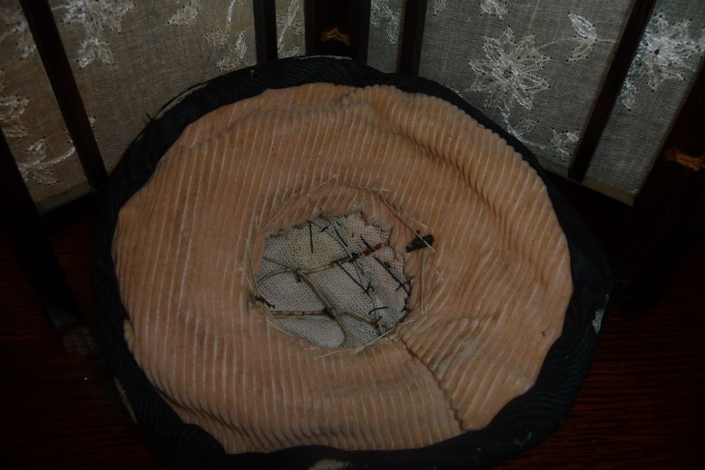 Charming small size antique corduroy bonnet Charming small size antique corduroy bonnet