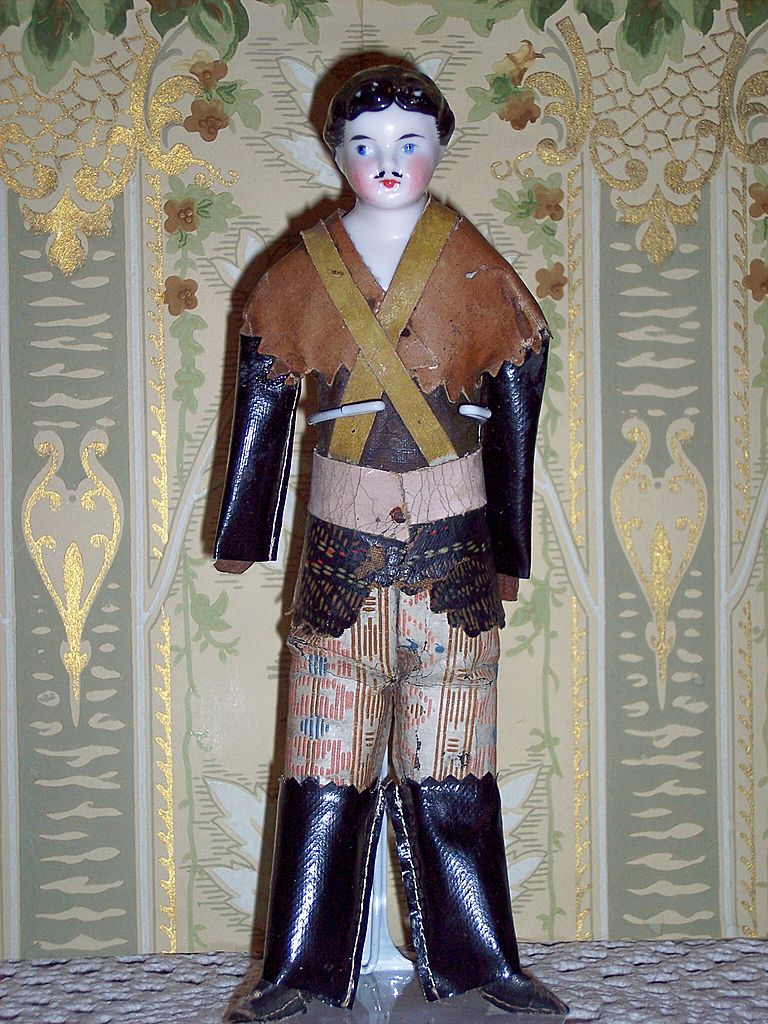 NEW PRICE! Cute Antique China Head Boy with Moustache and UNUSUAL Soldier Costume! NEW PRICE! Cute Antique China Head Boy with Moustache and UNUSUAL Soldier Costume!