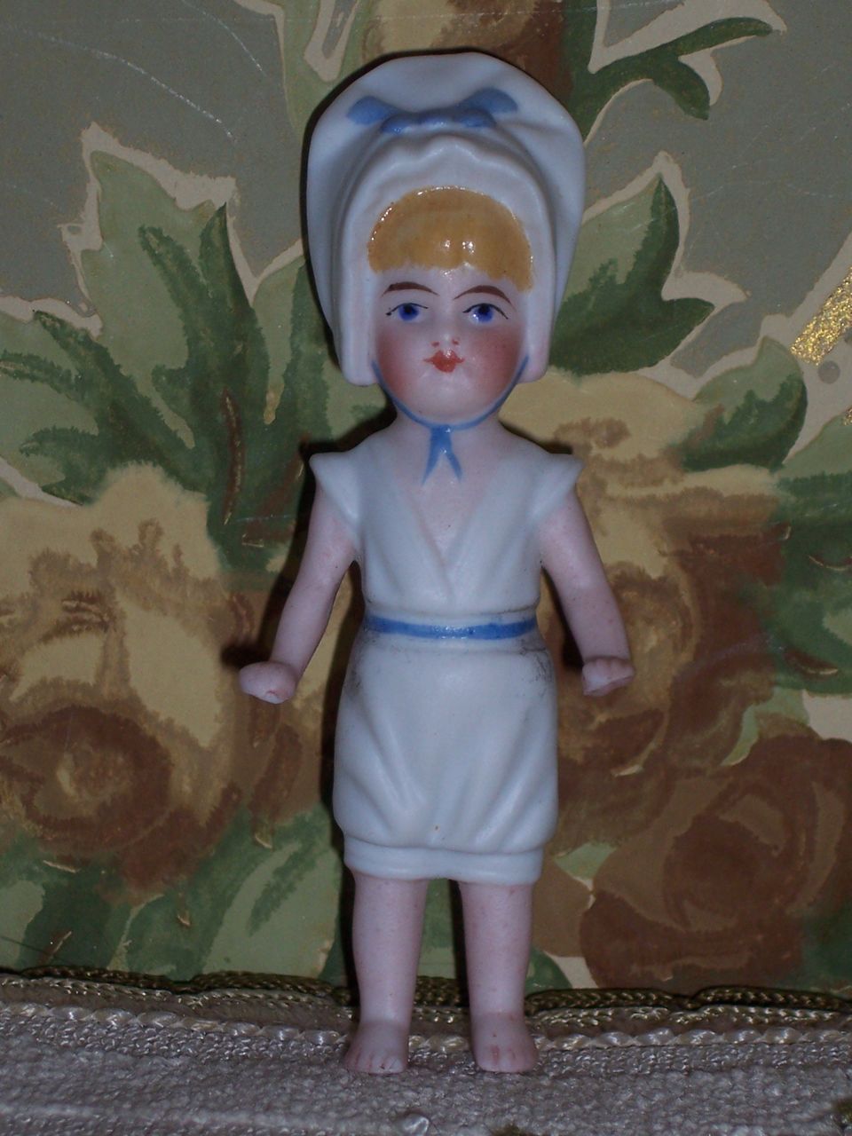 NEW PRICE! Antique molded SWIMWEAR and molded BONNET All Bisque Girl - Exquisite Quality! NEW PRICE! Antique molded SWIMWEAR and molded BONNET All Bisque Girl - Exquisite Quality!