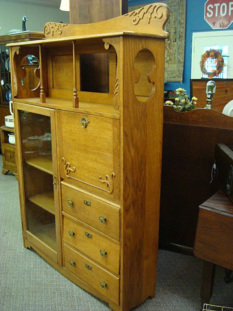Oak Side by Side Desk - Bookcase-Secretary Oak Side by Side Desk - Bookcase-Secretary