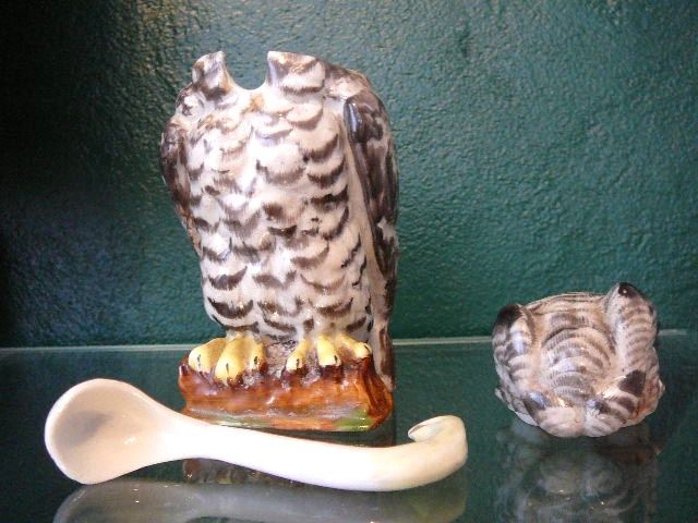 Unique German Owl Handpainted Mustard Jar Unique German Owl Handpainted Mustard Jar