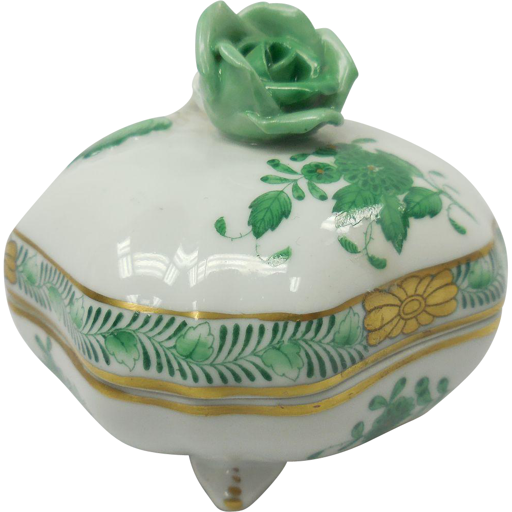Hand Painted Hungarian Herend Porcelain Covered Dish from antiquegal on