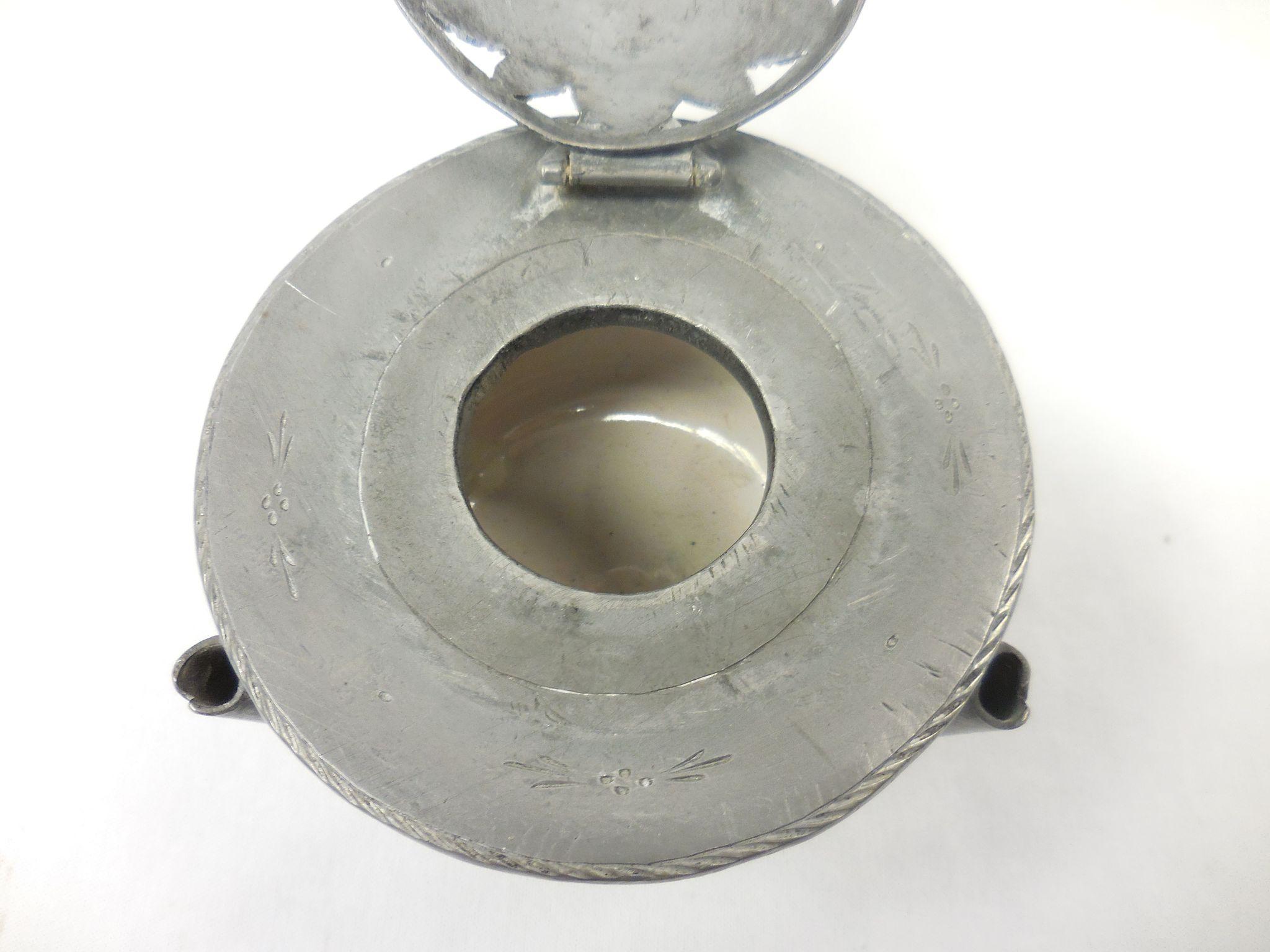 French Quimper & Pewter Inkwell French Quimper & Pewter Inkwell