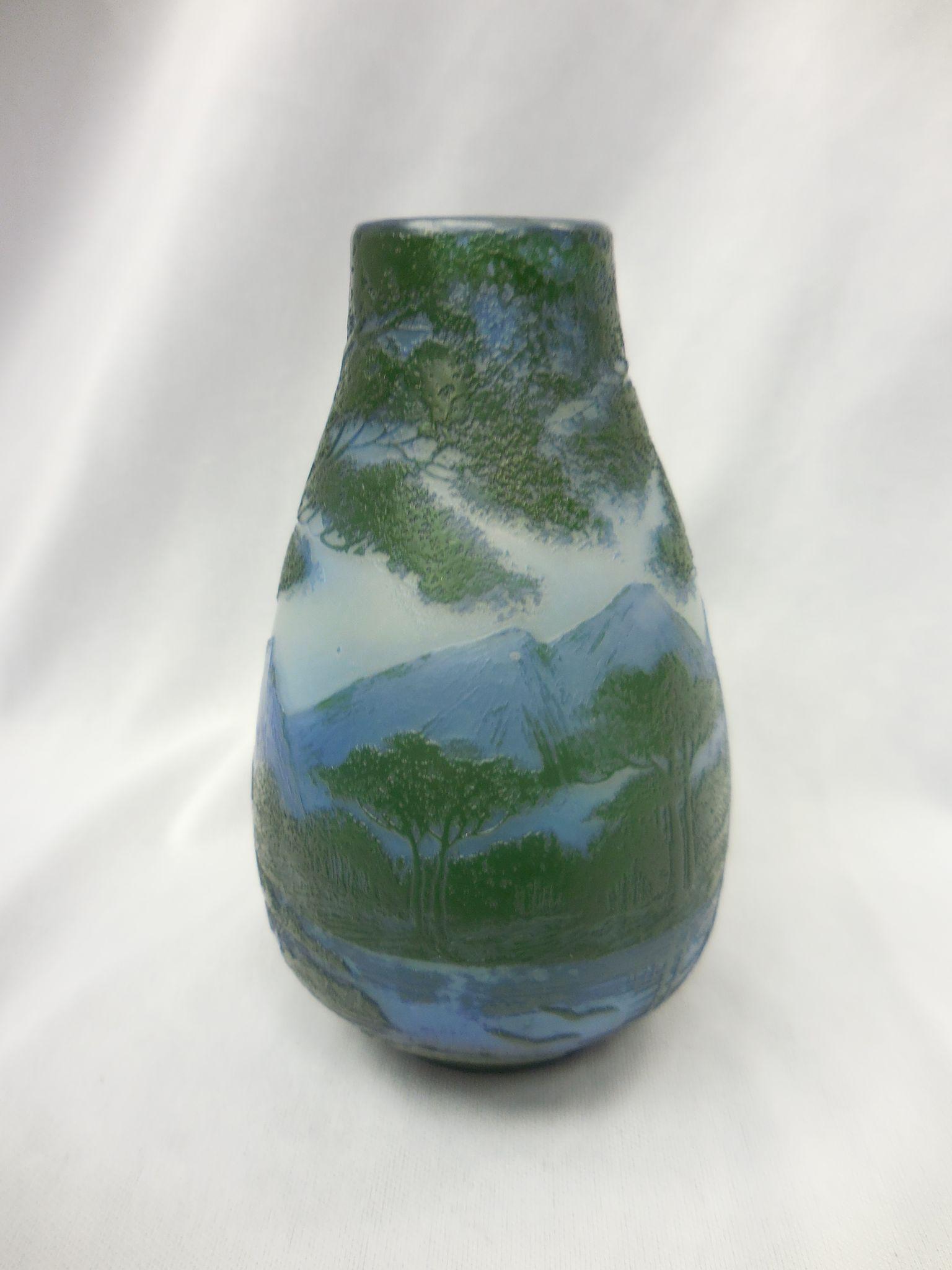 French Cameo Glass Vase by DeVez French Cameo Glass Vase by DeVez