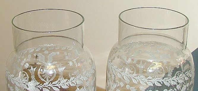 Mint Rare Matched Pair of Decorated # 2 Size Chimneys ! N.O.S. Mint Rare Matched Pair of Decorated # 2 Size Chimneys ! N.O.S.