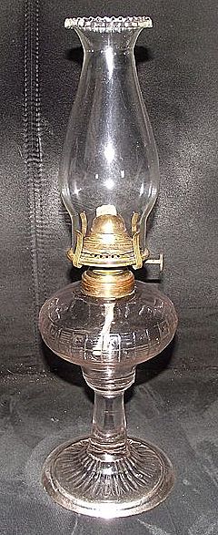 Centennial Period "Stars & Bars" Pattern Oil Lamp complete with Zero size Burner & Chimney. Ca. 1876. Centennial Period "Stars & Bars" Pattern Oil Lamp complete with Zero size Burner & Chimney. Ca. 1876.