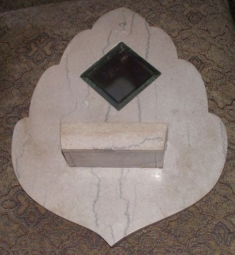 Wall mounted Actual Cut Marble Leaf shaped "Comb Case & Mirror" !!! Wall mounted Actual Cut Marble Leaf shaped "Comb Case & Mirror" !!!