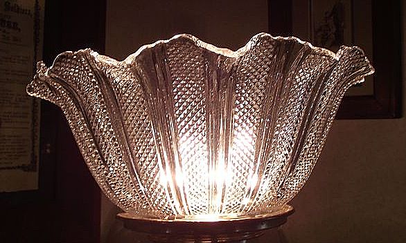 3 Matching Gas Shades with Bright Vertical "Diamond Quilted" Band Decorations !!! Circa 1900. 3 Matching Gas Shades with Bright Vertical "Diamond Quilted" Band Decorations !!! Circa 1900.