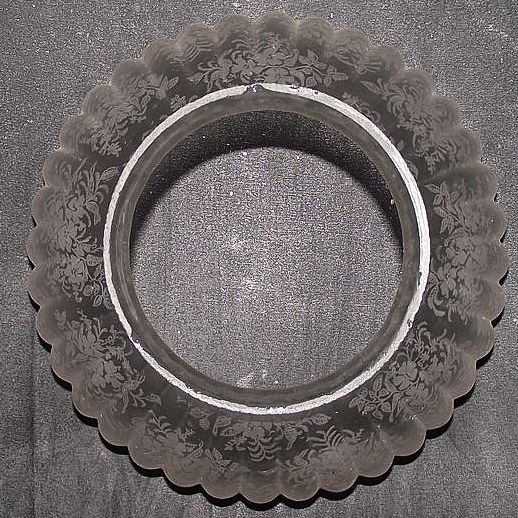 Ribbed Floral Decorated Gas Shade with 4 inch Base Fitter. Ca. 1910. Ribbed Floral Decorated Gas Shade with 4 inch Base Fitter. Ca. 1910.