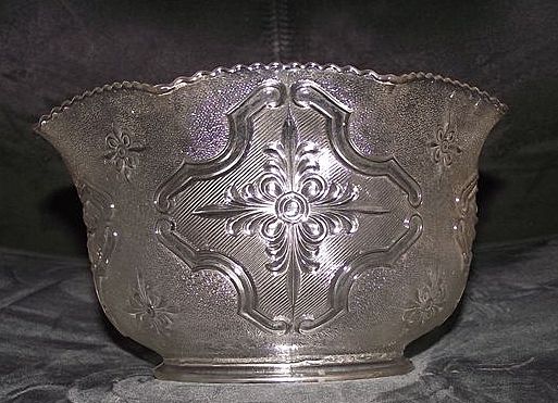 Bright Silver Sheen with Embossed "Raised Cartouch" Pattern Glass Shade with Heavy Leaded content !!! Ca. 1900. Bright Silver Sheen with Embossed "Raised Cartouch" Pattern Glass Shade with Heavy Leaded content !!! Ca. 1900.