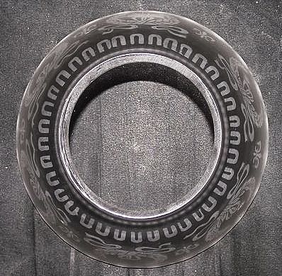 Satin Frosted & Acid Etched "Wreath & Fleur-de-Lis" Pattern with a standard 4 inch base fitter !!! Circa 1900. Satin Frosted & Acid Etched "Wreath & Fleur-de-Lis" Pattern with a standard 4 inch base fitter !!! Circa 1900.