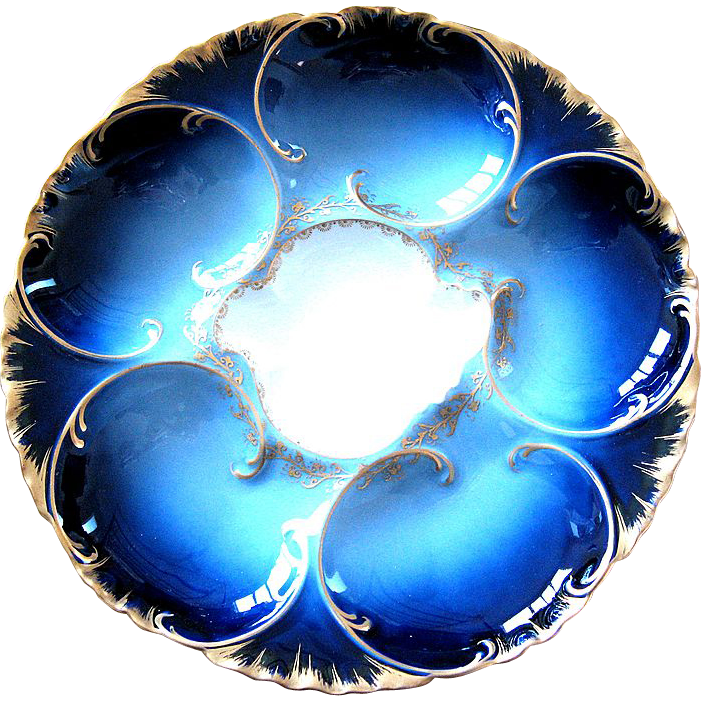 Flawless Antique Haviland Oyster Plate ~ Cobalt Flawless Antique Haviland Oyster Plate ~ Cobalt