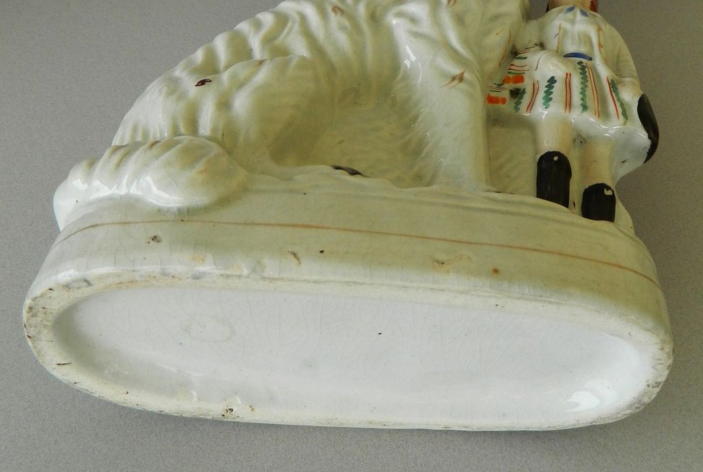 Antique Staffordshire Afghan Dog & Child Antique Staffordshire Afghan Dog & Child