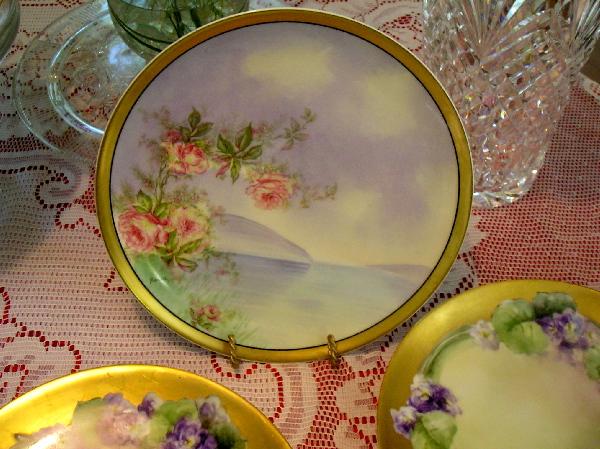 ~Haviland Limoges Plate ~ with delicate Roses overlay ~ Berton ~ ca. 1894 ~Haviland Limoges Plate ~ with delicate Roses overlay ~ Berton ~ ca. 1894