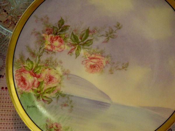 ~Haviland Limoges Plate ~ with delicate Roses overlay ~ Berton ~ ca. 1894 ~Haviland Limoges Plate ~ with delicate Roses overlay ~ Berton ~ ca. 1894