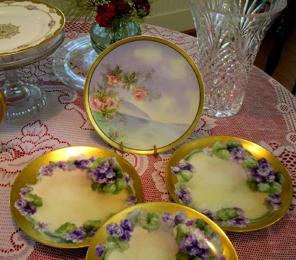 ~Haviland Limoges Plate ~ with delicate Roses overlay ~ Berton ~ ca. 1894 ~Haviland Limoges Plate ~ with delicate Roses overlay ~ Berton ~ ca. 1894