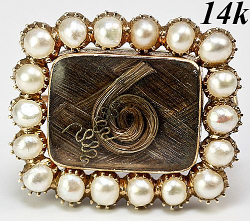 Rare Antique Georgian 14k Gold Seed Pearl Mourning Locket Brooch Rare Antique Georgian 14k Gold Seed Pearl Mourning Locket Brooch