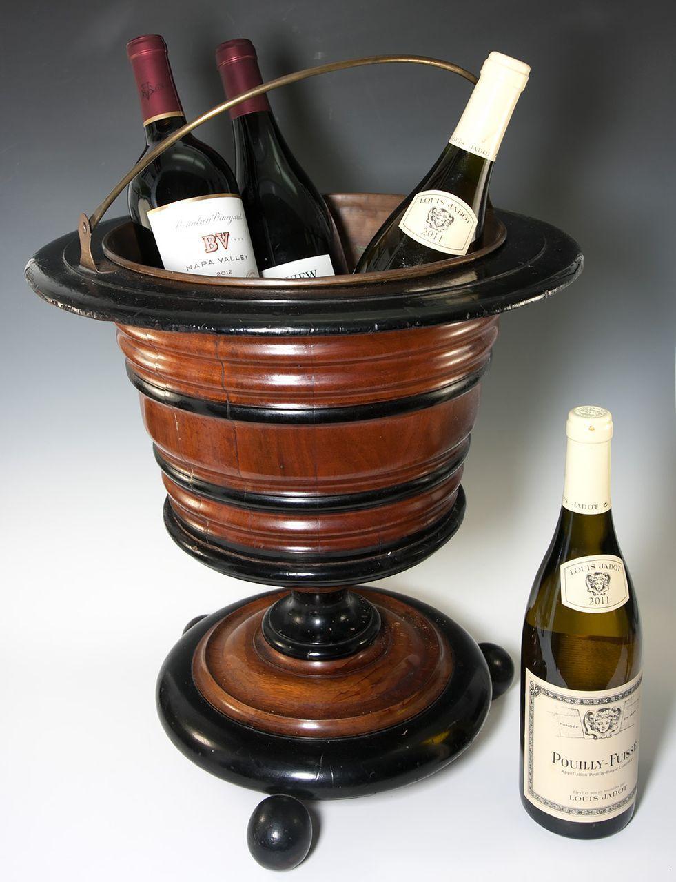 Big Antique Victorian Era Wooden Wine Cooler, Holds 34 Bottles from