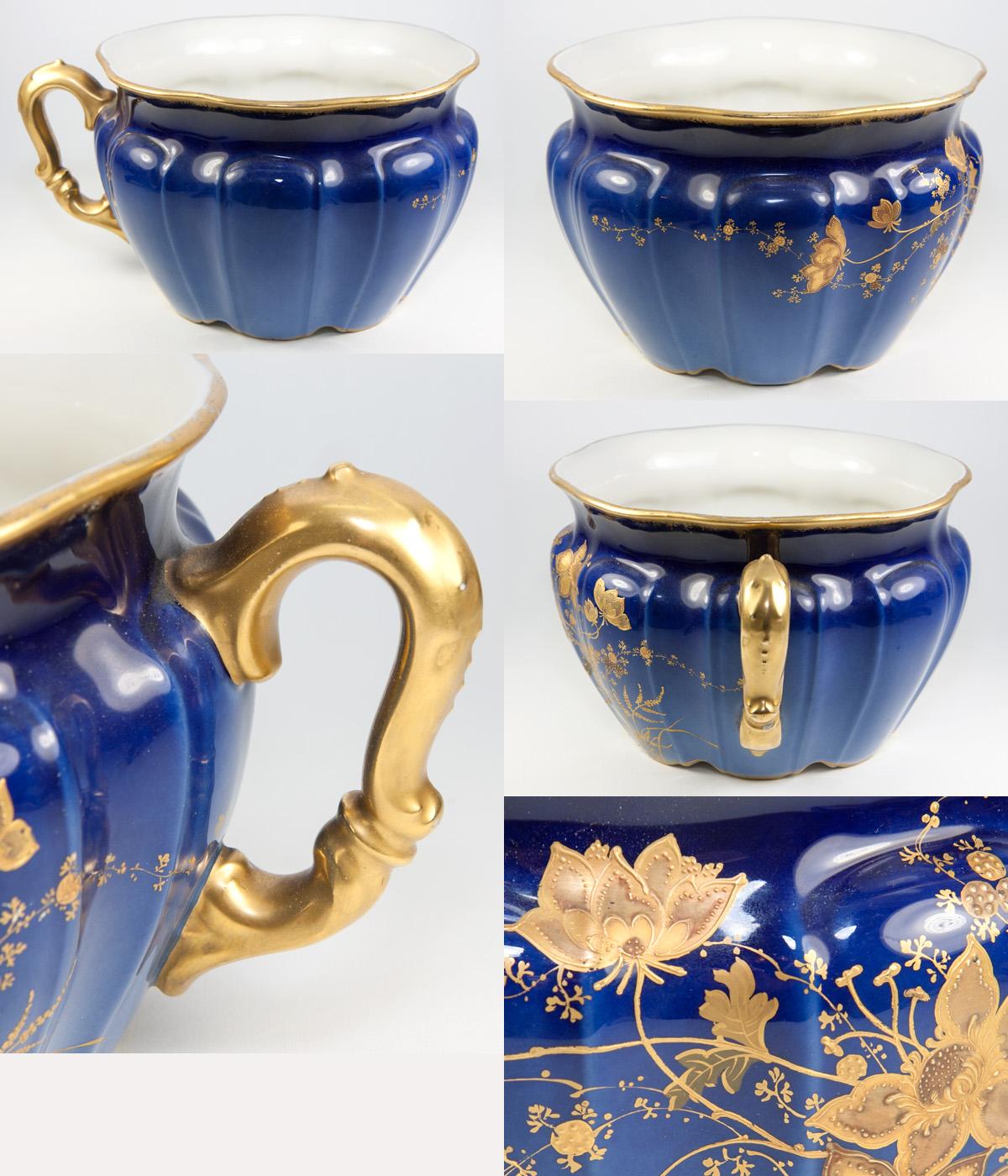 Antique REDON Limoges French Chamber Pot, Planter or Jardiniere, Raised