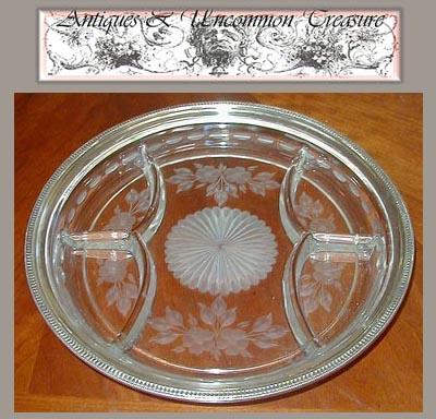 Fine 1940s Sterling & Glass Condiment Serving Dish Fine 1940s Sterling & Glass Condiment Serving Dish