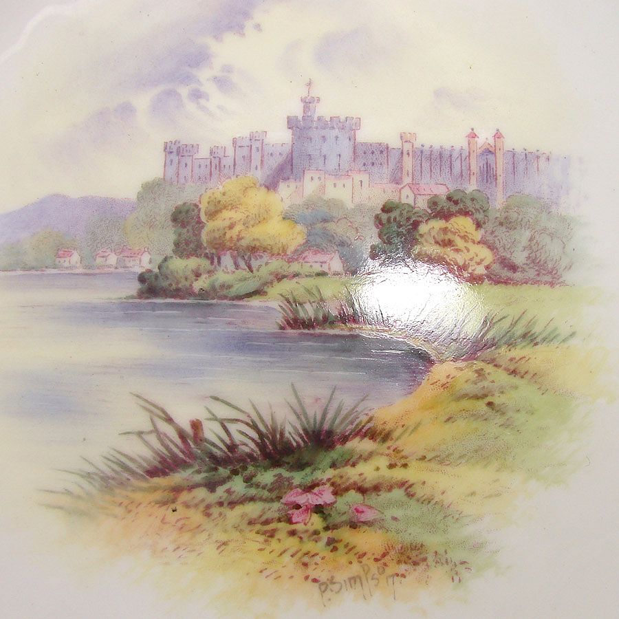 Antique Coalport 10" Cake or Pie Dish, Windsor Castle Scene Antique Coalport 10" Cake or Pie Dish, Windsor Castle Scene
