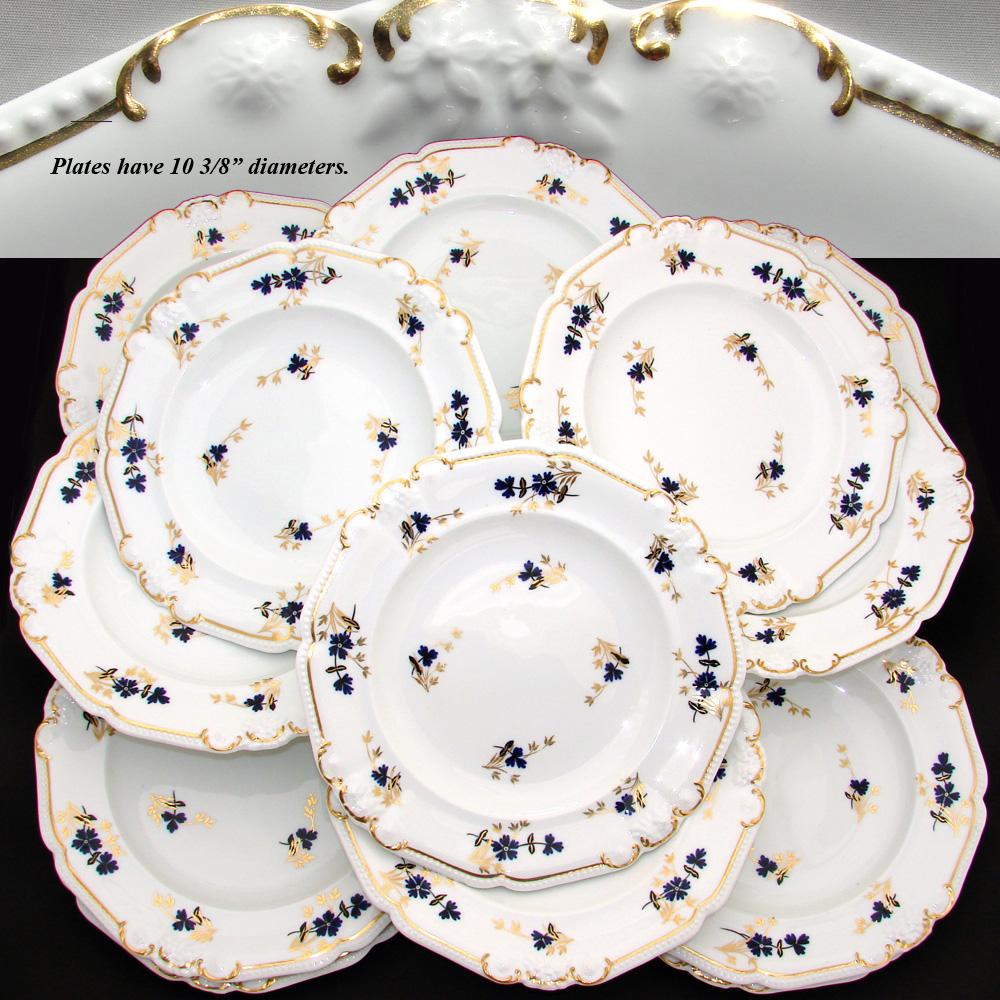 Antique Royal Crown Derby 10.5" Plate Set, 14pc with 2pc Serving Dishes, c. 1899 eBay