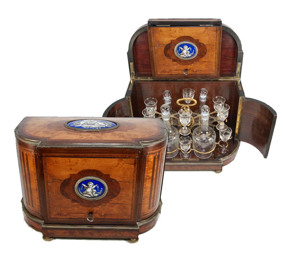 SUPERB Antique French Tantalus, Cave a' Liqueur, Porcelain Putti, Decanter Set eBay
