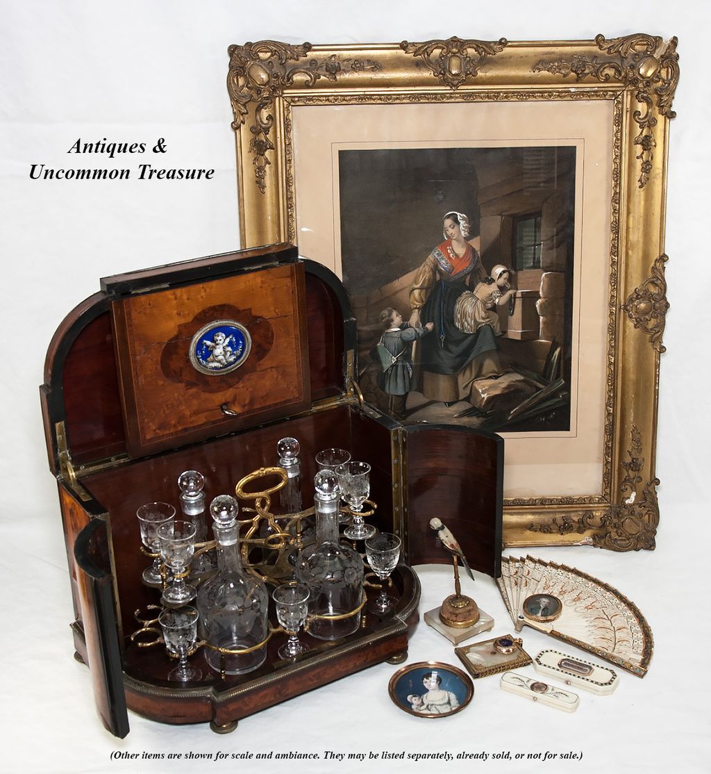 SUPERB Antique French Tantalus, Cave a' Liqueur, Porcelain Putti, Decanter Set eBay