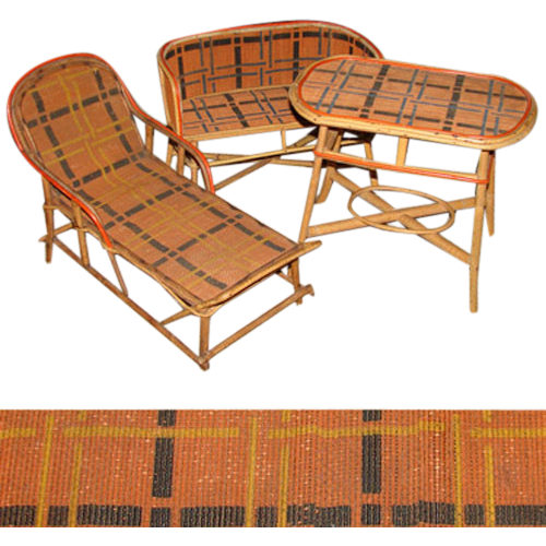 Rare Antique Victorian Era 3pc Miniature or Bru Doll Sized Rattan Furniture Set Rare Antique Victorian Era 3pc Miniature or Bru Doll Sized Rattan Furniture Set