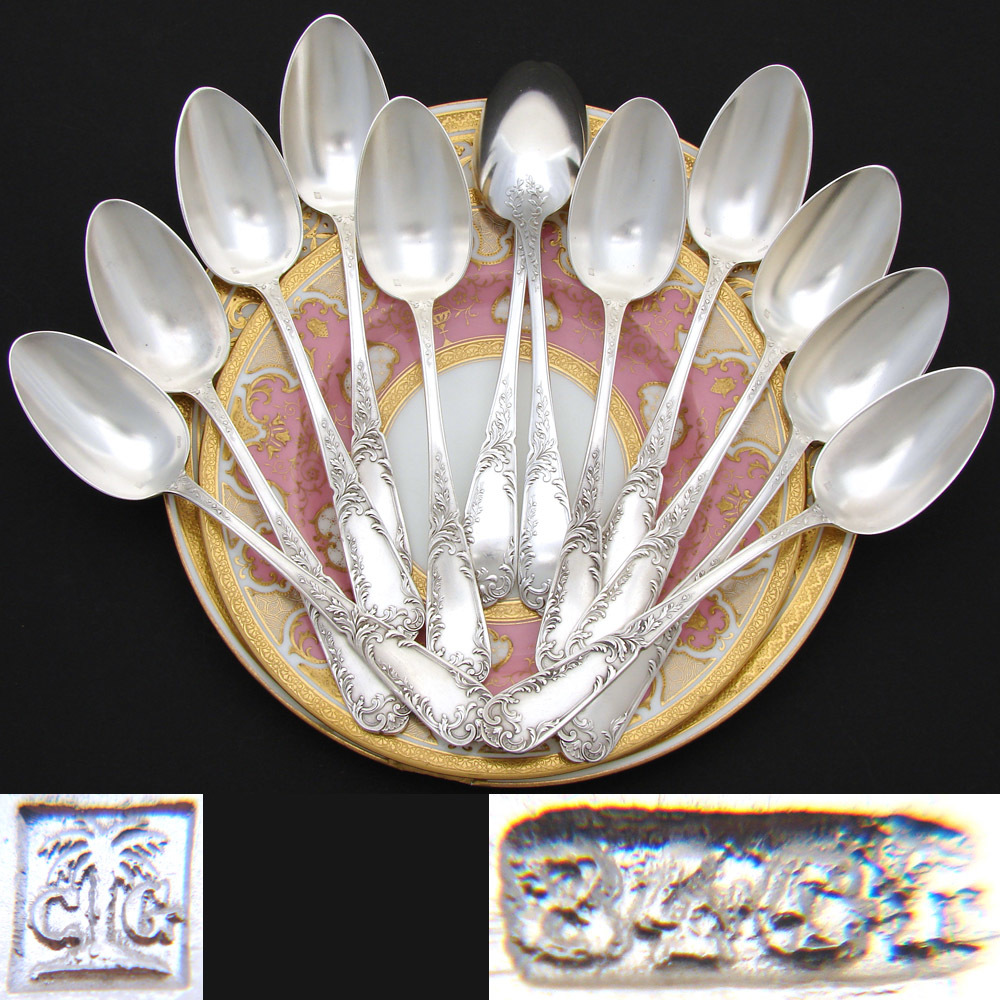 Elegant Antique French Silver Plate 24p Dinner Size Flatware Set