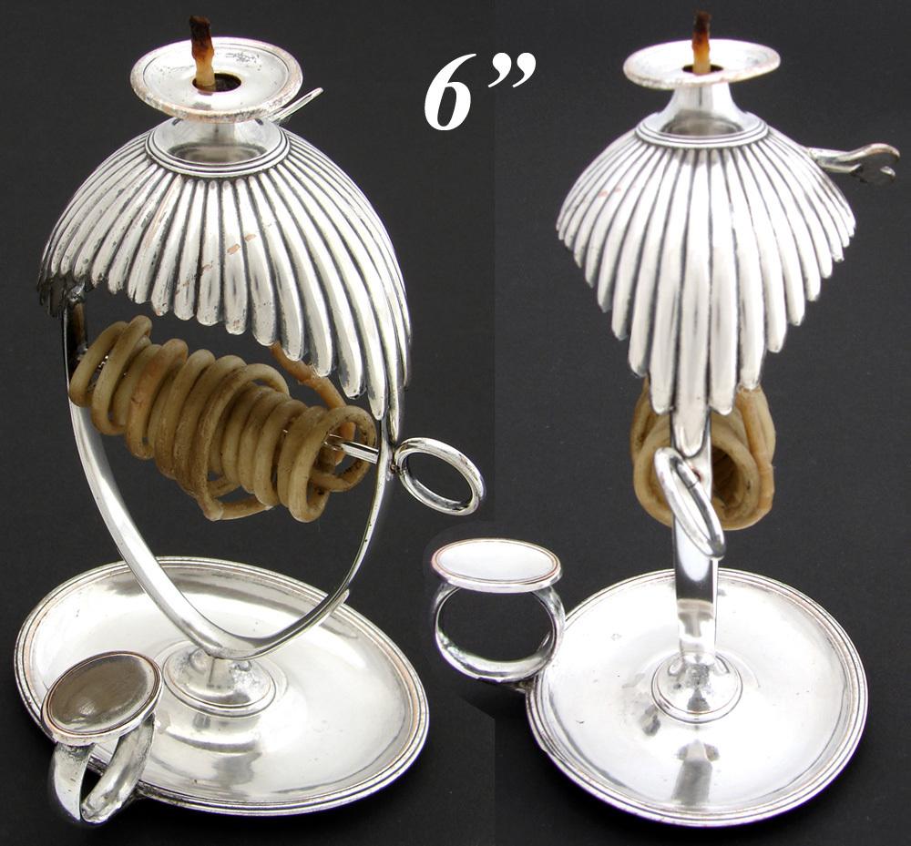 Antique Early 1800s Silver Plate 6" Wax Jack, Desk or Writer's