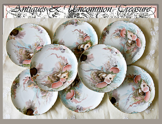Set 8 RARE HP Haviland, Limoges Plates, Sea Life Set 8 RARE HP Haviland, Limoges Plates, Sea Life