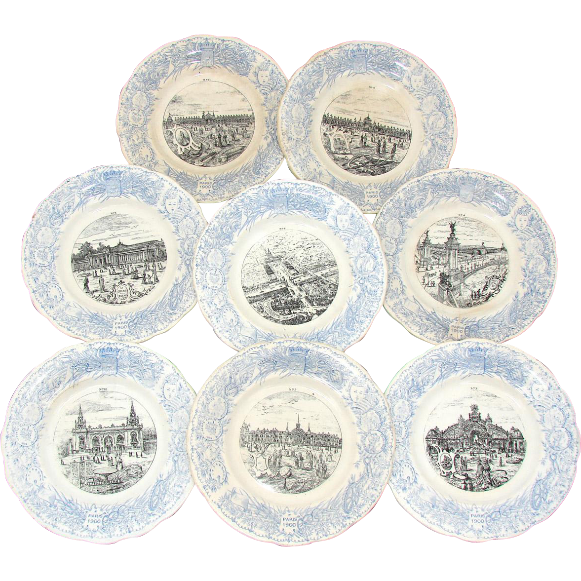 FABU 8pc Antique Antique World Expo 8" Cabinet Plate Set, Paris 1900 FABU 8pc Antique Antique World Expo 8" Cabinet Plate Set, Paris 1900