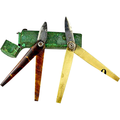 Antique Georgian Shagreen Etui with 2 Medical Lancets Antique Georgian Shagreen Etui with 2 Medical Lancets