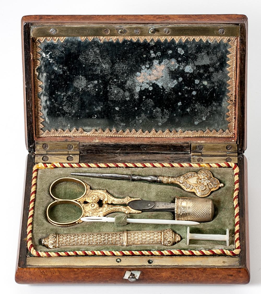 Antique French Sterling Silver Vermeil Embroidery or Sewing Tools