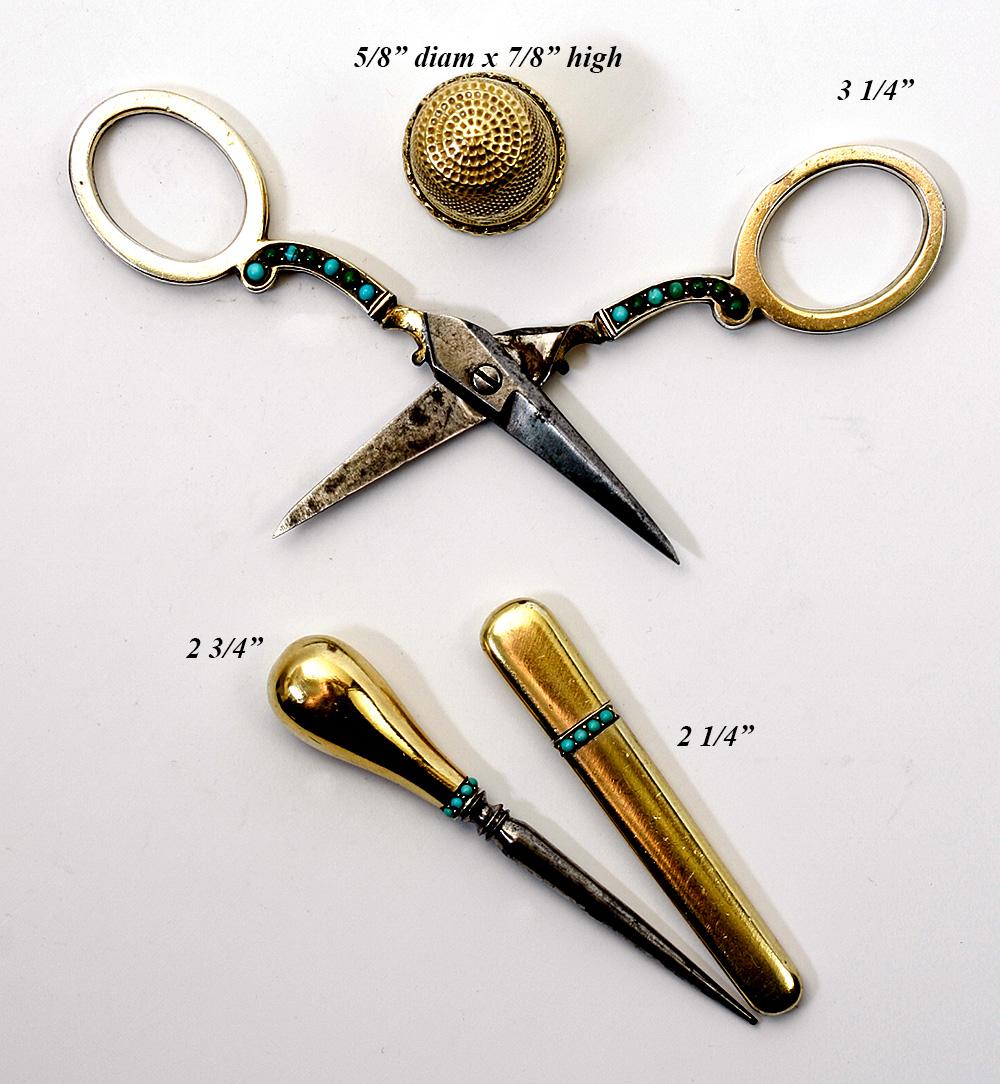 Antique English ASPREY Sterling SIlver & Turquoise Sewing Set, Etui plus Tools eBay