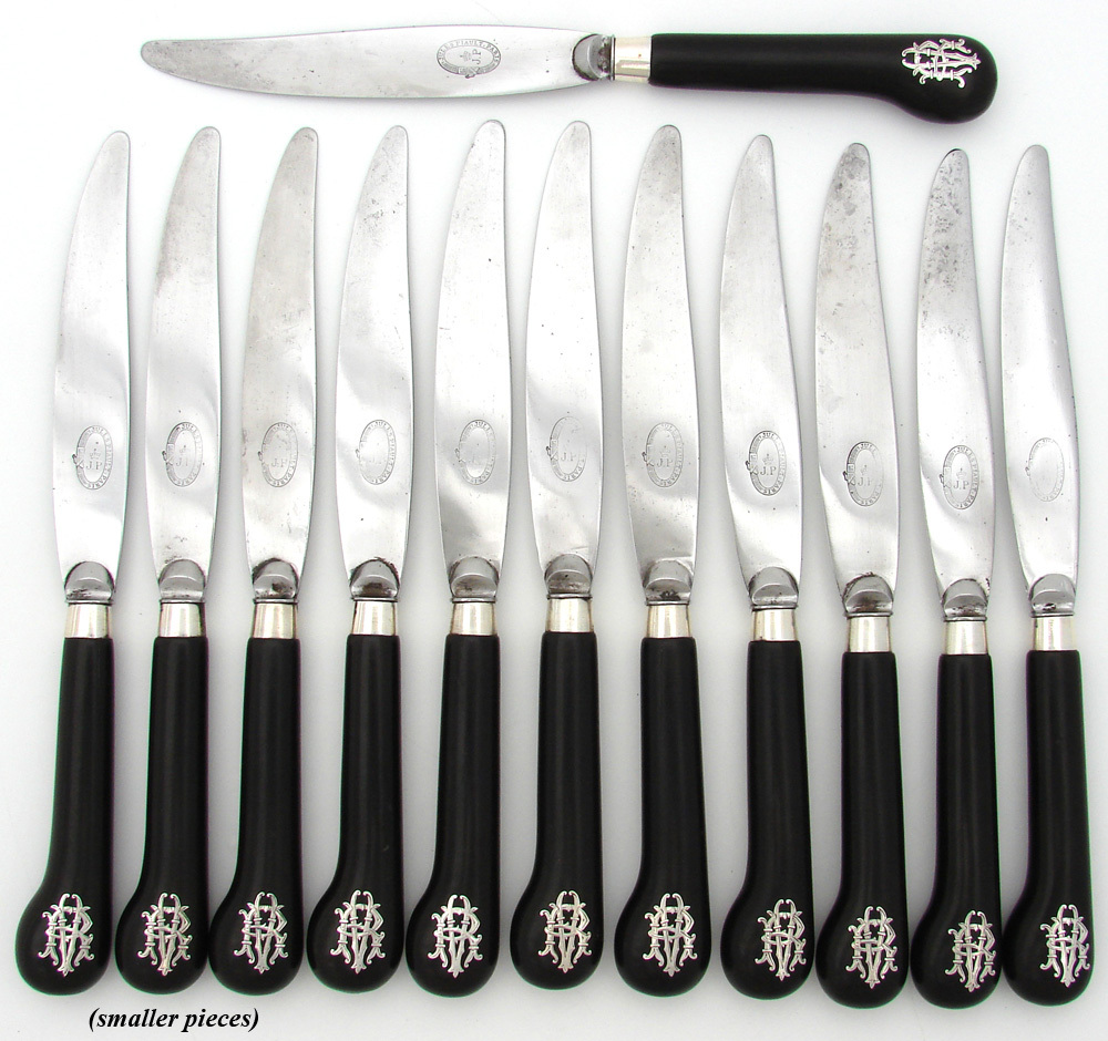 Antique French 24pc Table Knife Set, Pistol Grip Handles