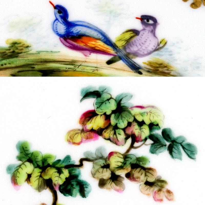 Antique Porcelain Plate, Raised Gold w/ Exotic Birds - Unsigned, 'Celeste' Blue Antique Porcelain Plate, Raised Gold w/ Exotic Birds - Unsigned, 'Celeste' Blue