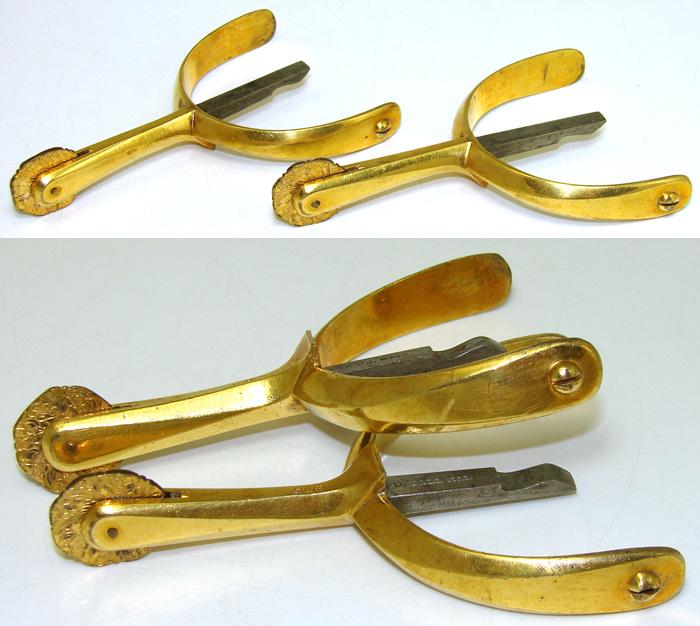 Antique English Pall Mall Gilt Bronze Horse Riding Spurs, Strapless