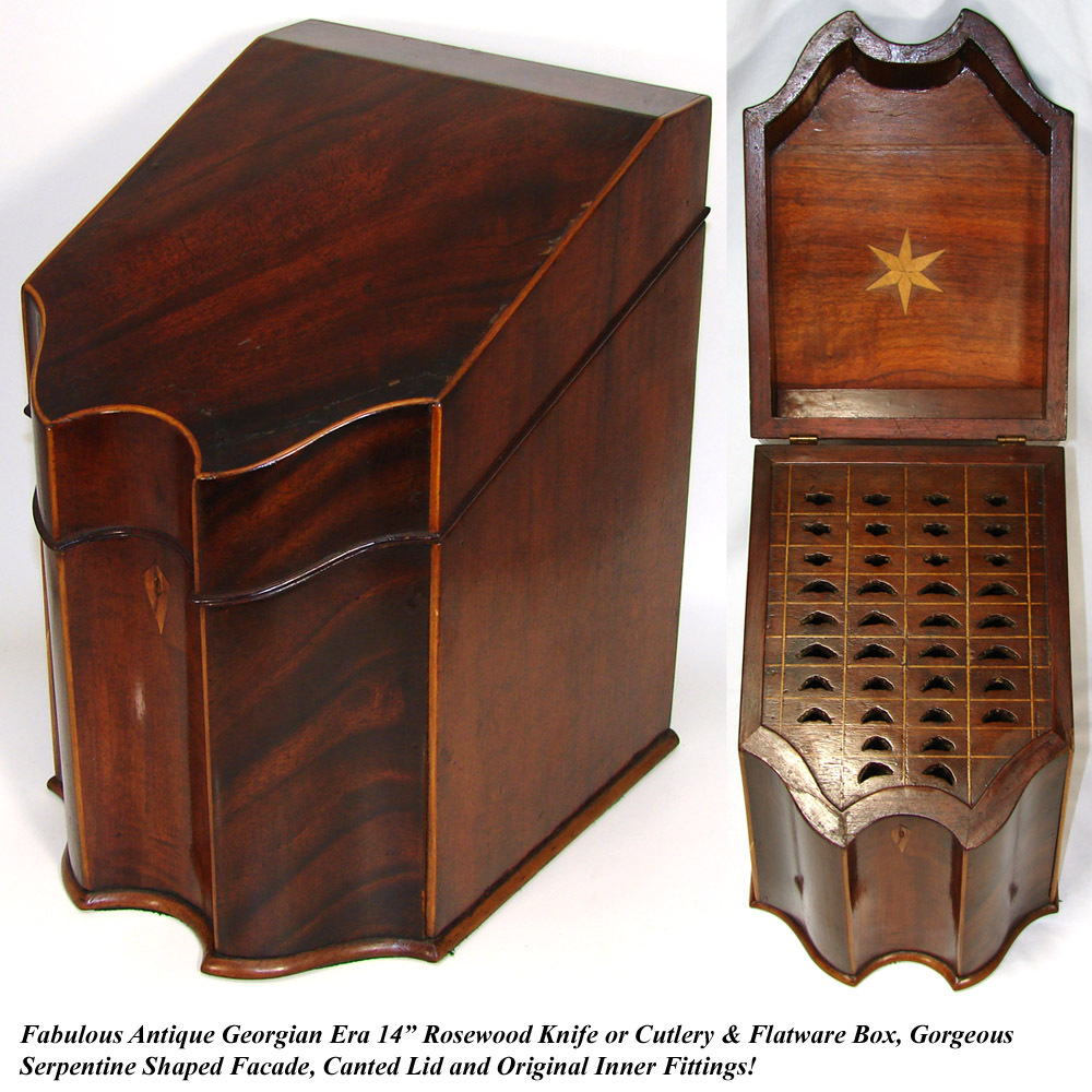 Antique Era Cutlery or Knife Box, Beautiful Shape w/ Fitted