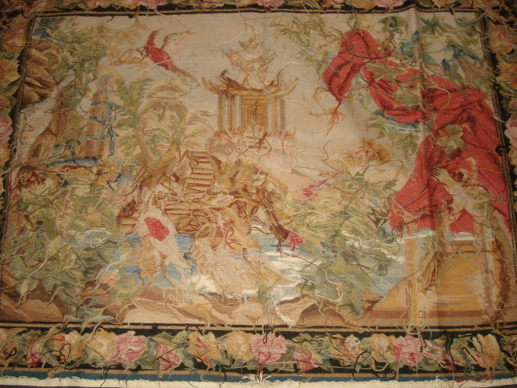 Antique French Aubosson Tapestry Antique French Aubosson Tapestry