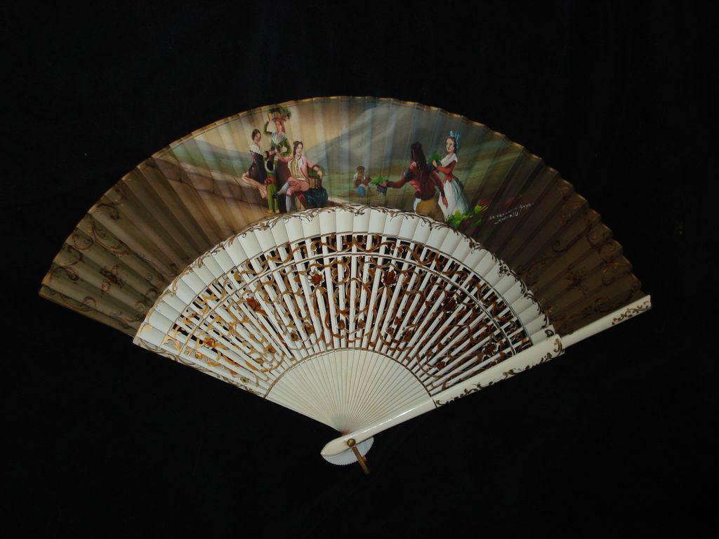 Antique Hand Painted Signed LaVenoilla-Goya Spanish Fan Antique Hand Painted Signed LaVenoilla-Goya Spanish Fan
