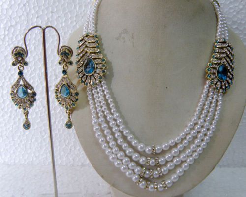 Faux Pearl Multi Strand CZ Set Faux Pearl Multi Strand CZ Set