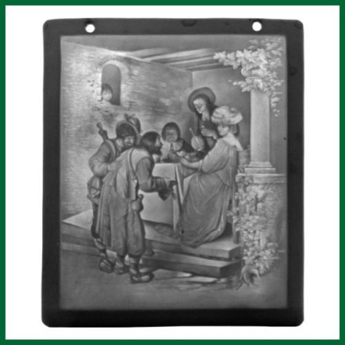 19th Century Lithophane Beggar Scene 19th Century Lithophane Beggar Scene