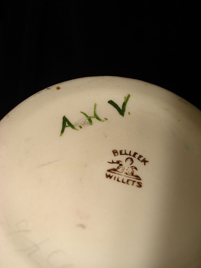 Belleek Hand Painted Poppy Urn Belleek Hand Painted Poppy Urn