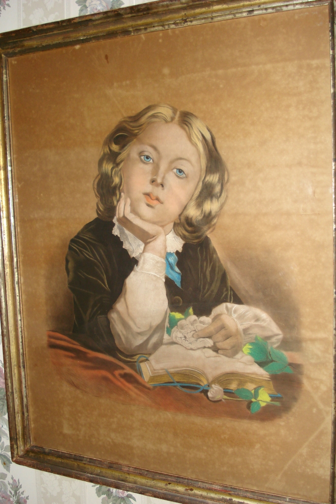 Original Portrait Young Boy With Bible American Artist c19th Original Portrait Young Boy With Bible American Artist c19th